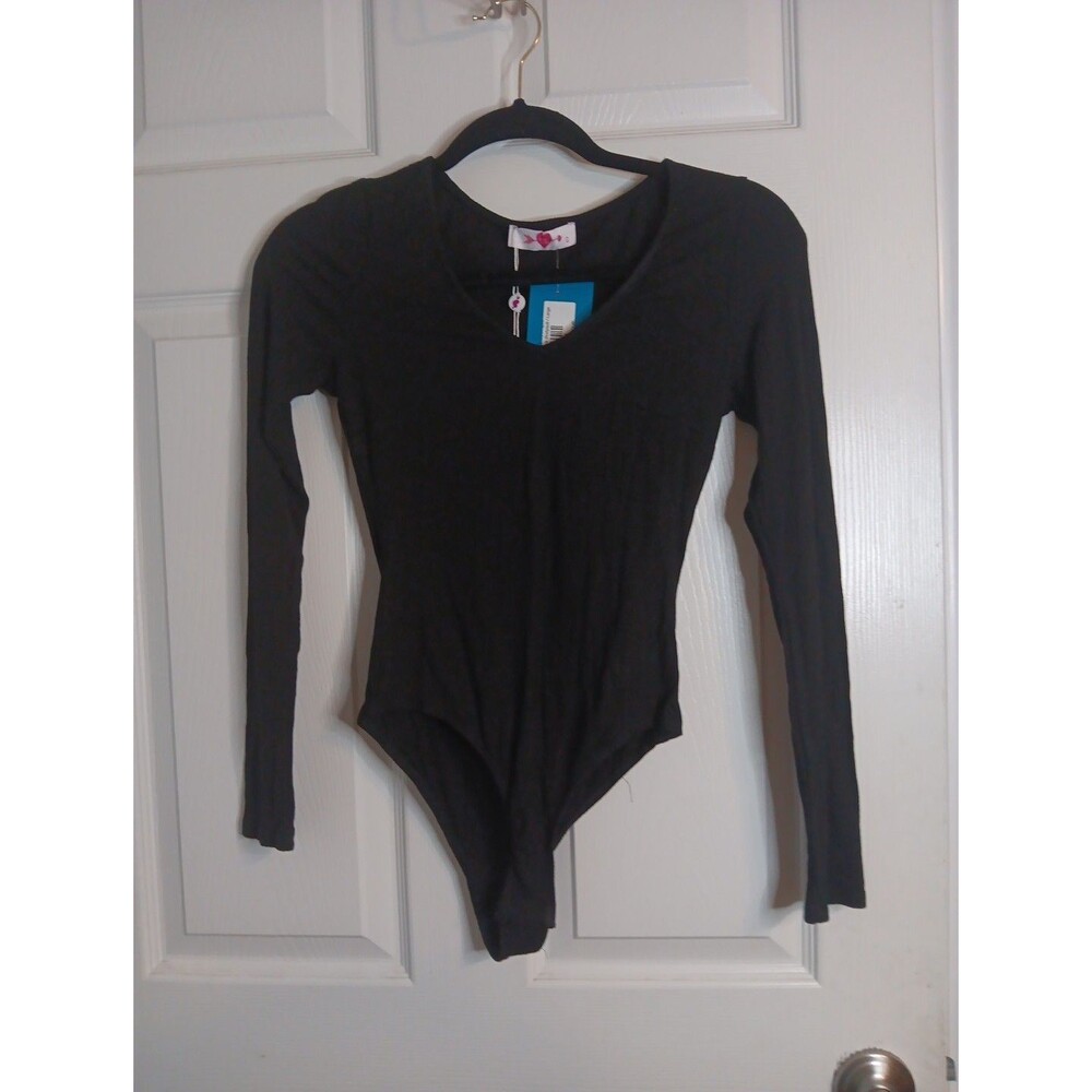 NWT Teal Bliss Boutique Patti Black Bodysuit Size L